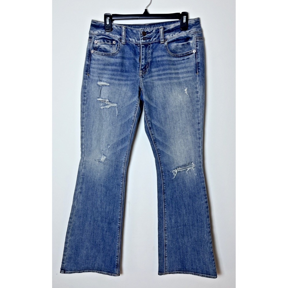 American Eagle Outfitter Women Jeans Artist Stretch Distressed Medium Wash Sz 10